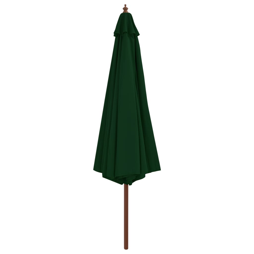 vidaXL Zahradní slunečník s dřevěnou tyčí zelený 350 cm