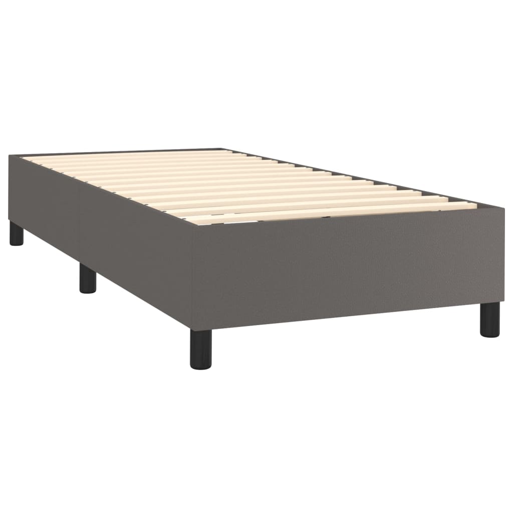 vidaXL Box spring postel s matrací a LED šedá 80 x 200 cm umělá kůže