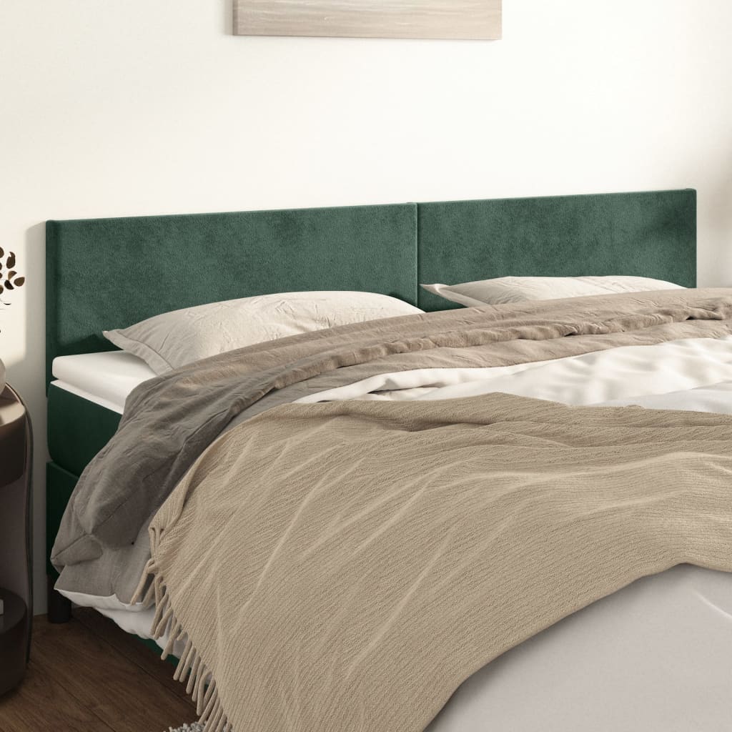 vidaXL Čelo postele 2 ks tmavě zelené 80 x 5 x 78/88 cm samet