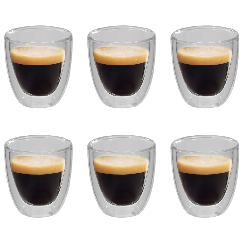vidaXL Dvoustěnná termo sklenice na espresso 6 ks 80 ml