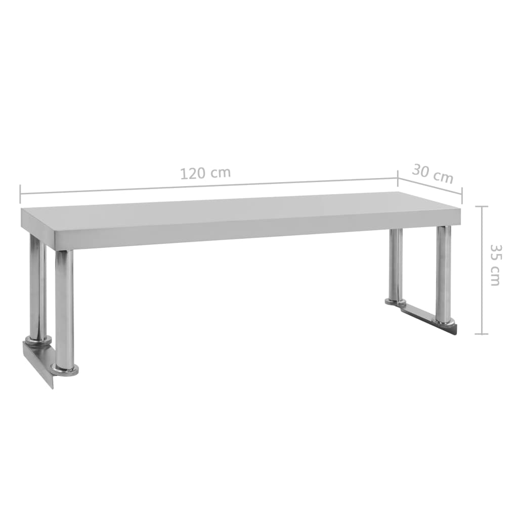 vidaXL Kuchyňský pracovní stůl s policí 120x60x120 cm nerezová ocel