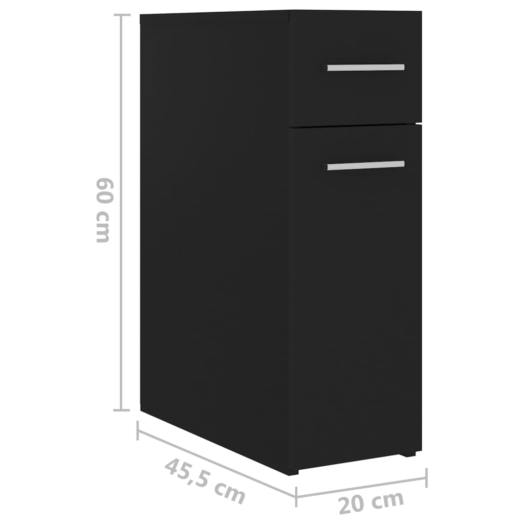 vidaXL Úložná skříňka černá 20 x 45,5 x 60 cm dřevotříska