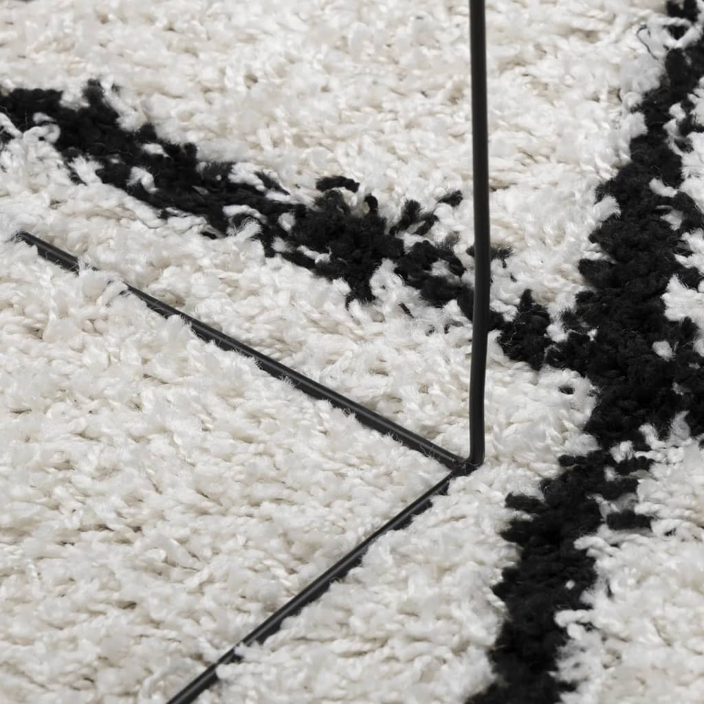 vidaXL Koberec PAMPLONA s vysokým vlasem krémový a černý 140 x 200 cm