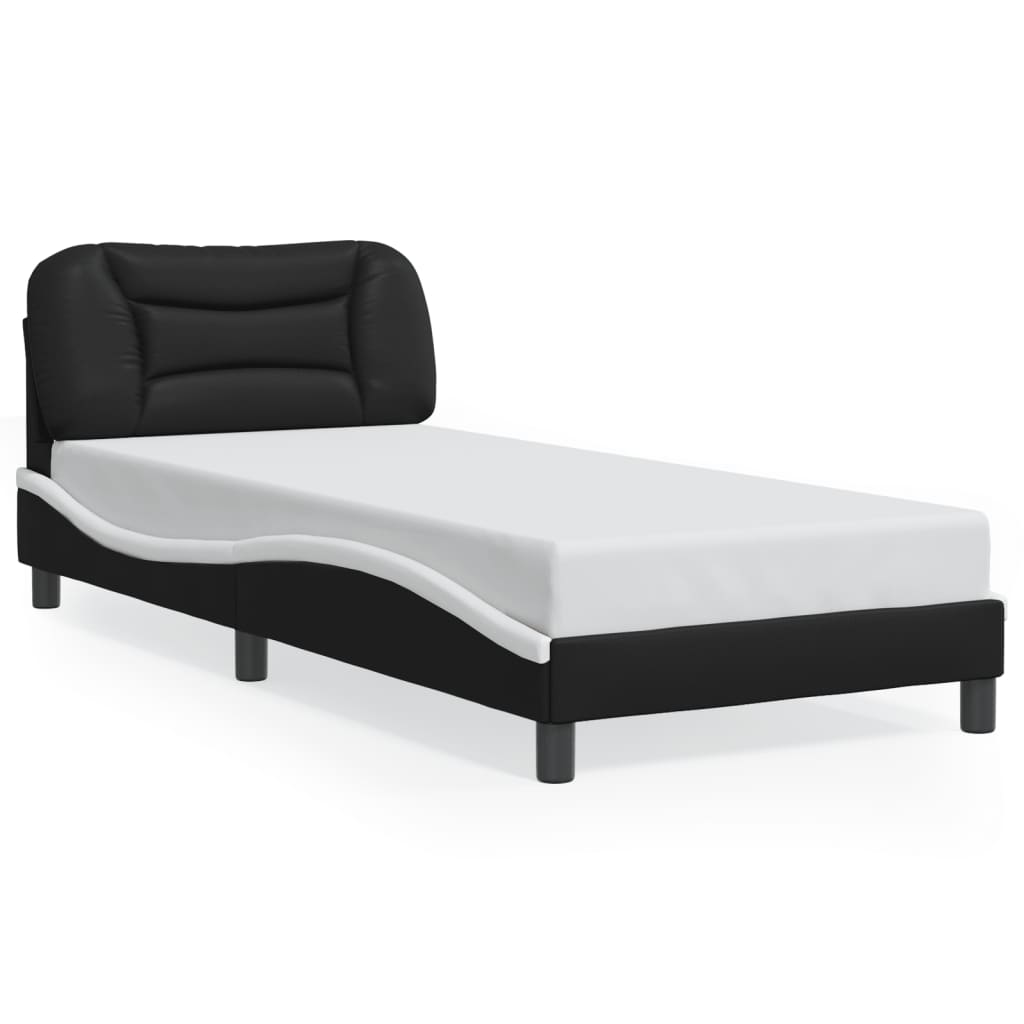 vidaXL Rám postele s LED osvětlením černý a bílý 80x200 cm umělá kůže
