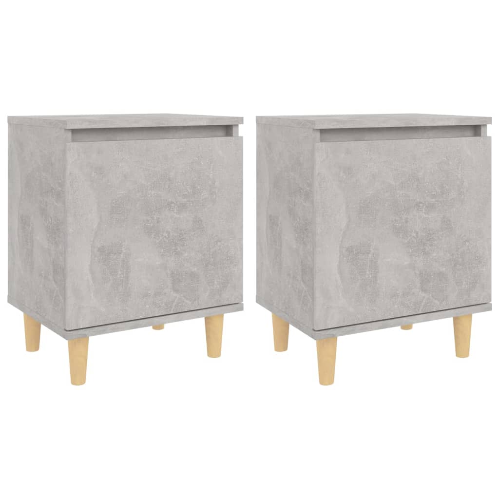 vidaXL Noční stolek dřevěné nohy 2 ks betonově šedá 40 x 30 x 50 cm