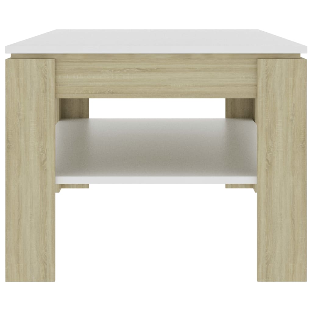 vidaXL Konferenční stolek bílý a dub sonoma 110x60x47 cm dřevotříska