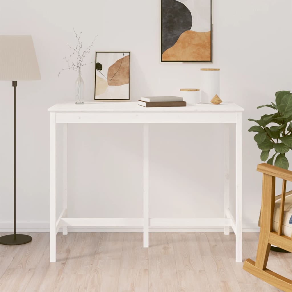 vidaXL Barový stolek bílý 140 x 80 x 110 cm masivní borové dřevo