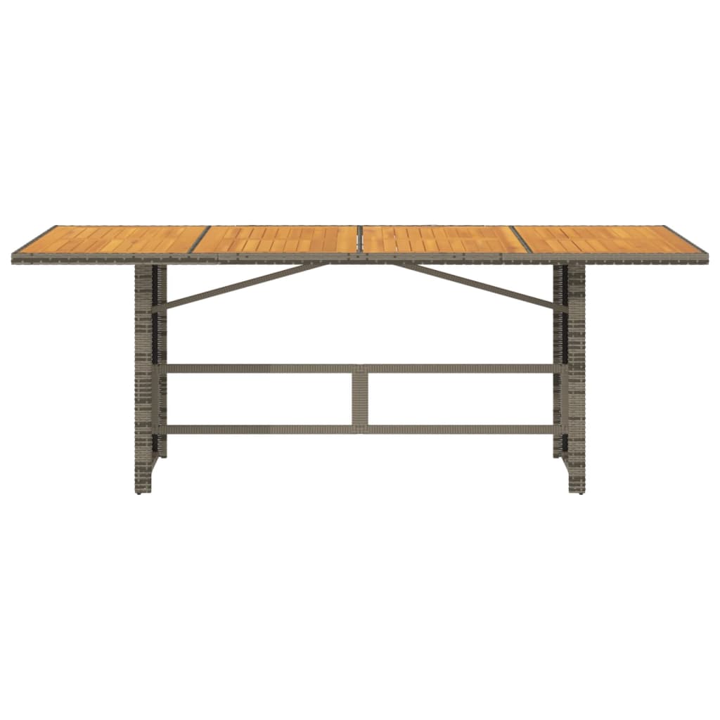 vidaXL Zahradní stůl s akáciovou deskou šedý 190x80x74 cm polyratan
