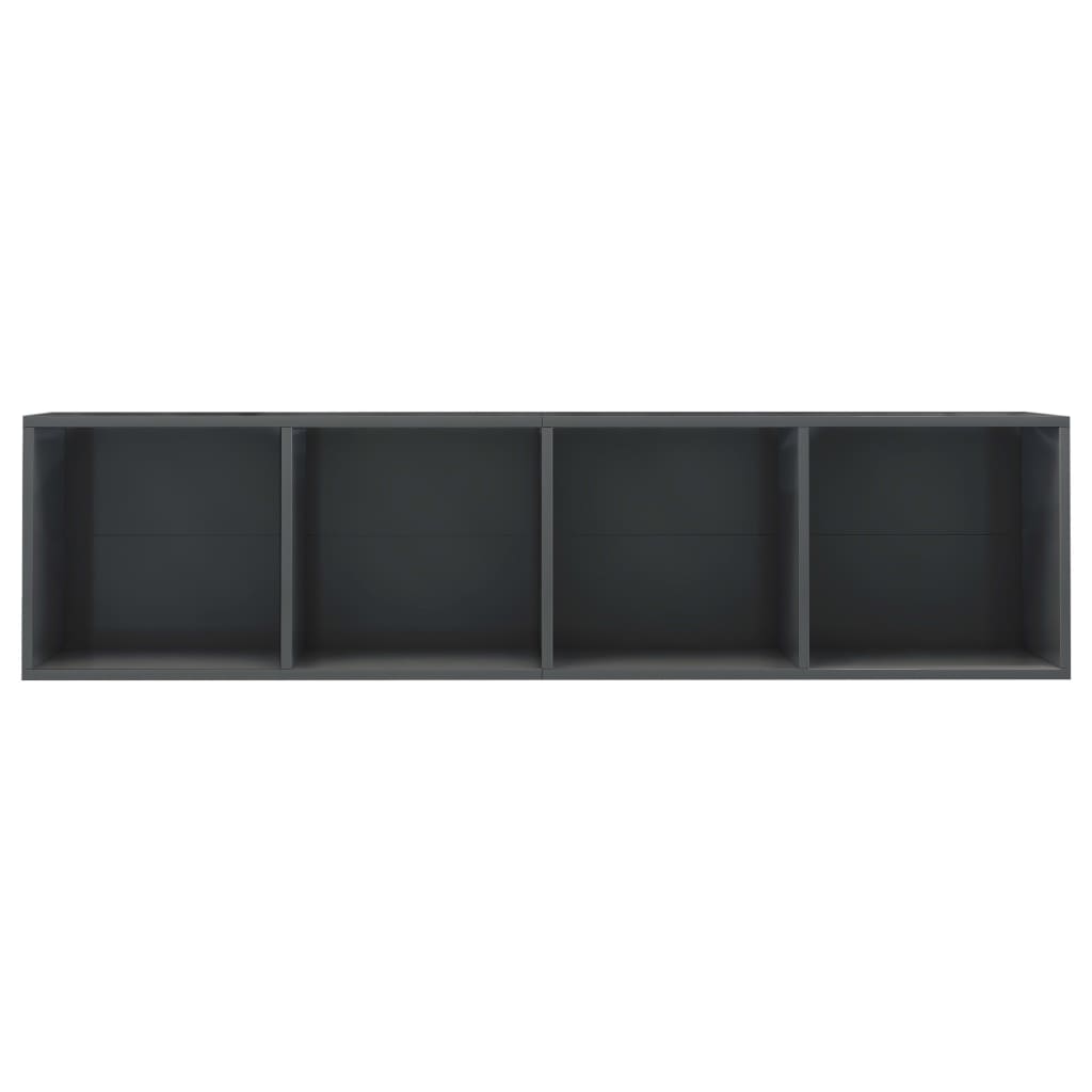 vidaXL Knihovna/TV skříňka šedá s vysokým leskem 143 x 30 x 36 cm