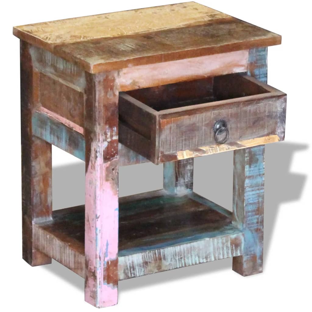 vidaXL Odkládací stolek zásuvka masivní recyklované dřevo 43x33x51 cm