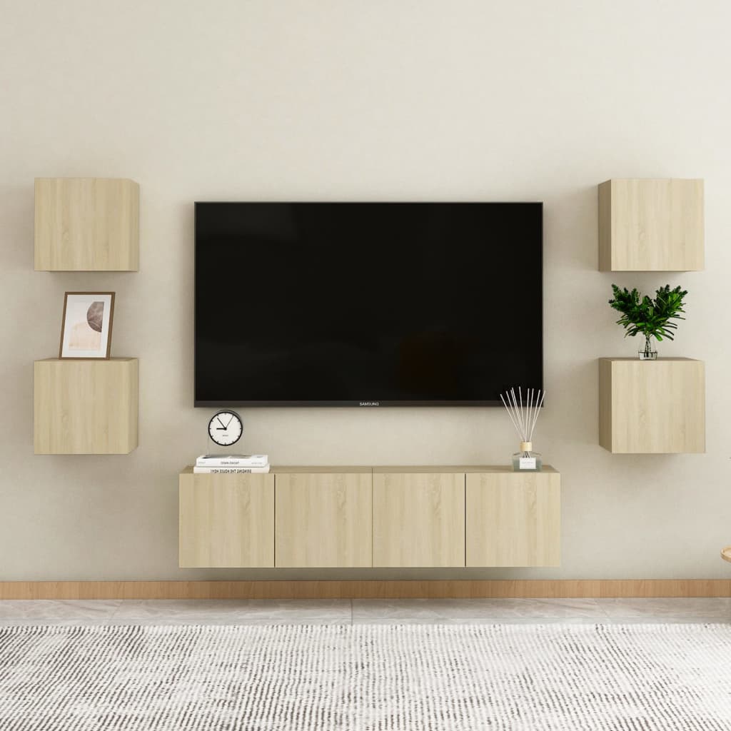 vidaXL Nástěnné TV skříňky 4 ks dub sonoma 30,5 x 30 x 30 cm