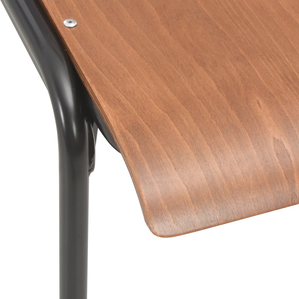 vidaXL Jídelní židle 4 ks hnědé masivní překližka ocel