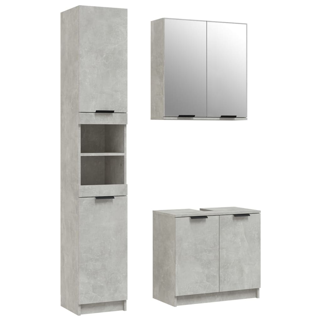 vidaXL 3dílný set koupelnových skříněk betonově šedý kompozitní dřevo