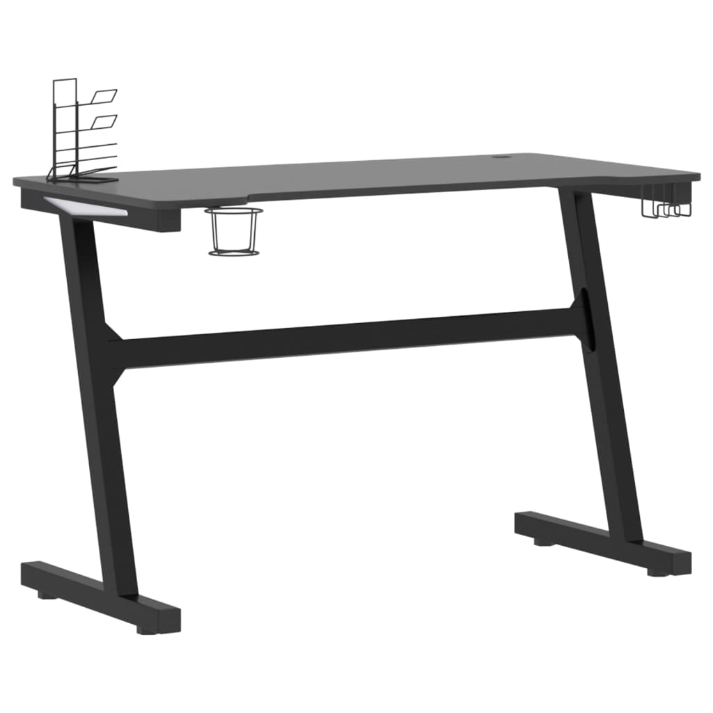vidaXL Herní stůl s LED a nohami ve tvaru Z černý 110 x 60 x 75 cm