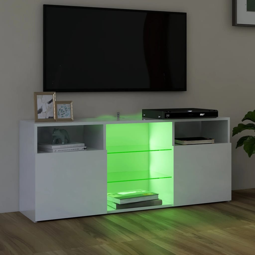 vidaXL TV skříňka s LED osvětlením bílá s vysokým leskem 120x30x50 cm