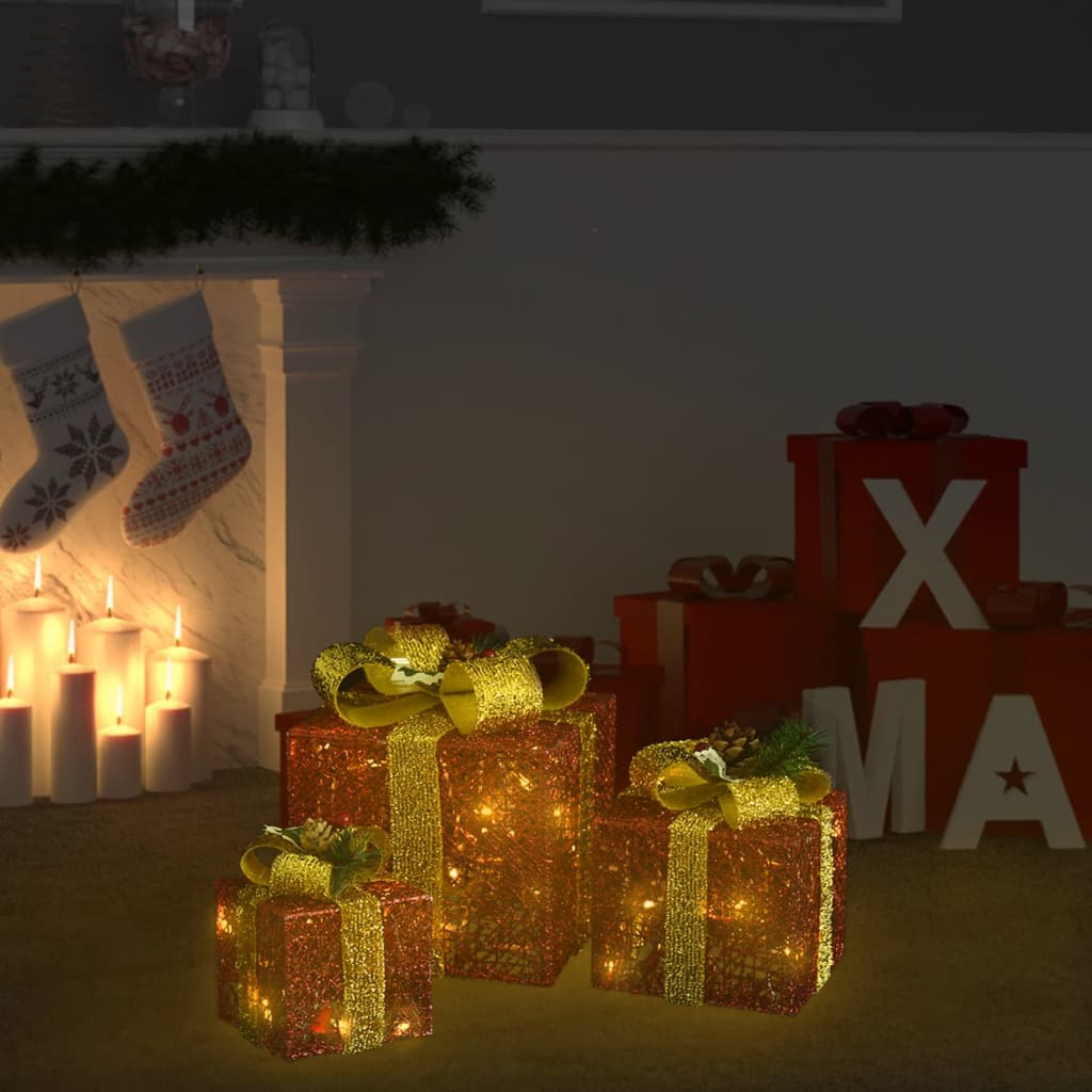 vidaXL Dekorativní vánoční dárky 3 ks červené dovnitř i ven