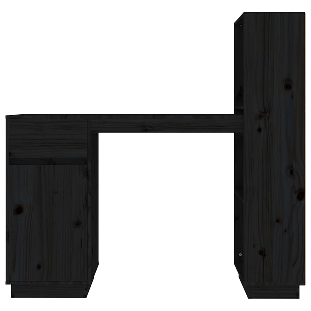 vidaXL Psací stůl černý 110x53x117 cm masivní borové dřevo