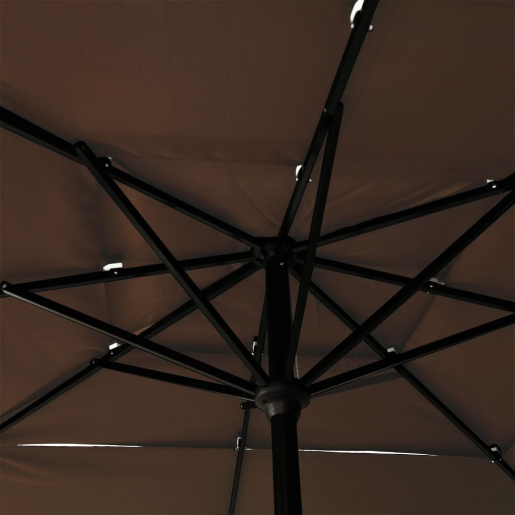 vidaXL 3stupňový slunečník s hliníkovou tyčí taupe 2,5 x 2,5 m