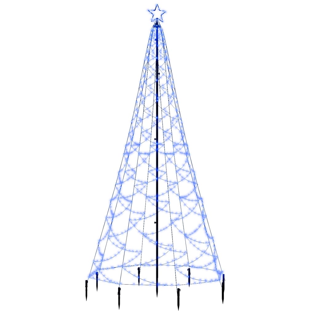 vidaXL Vánoční stromek s kovovým sloupkem 500 LED modrý 3 m