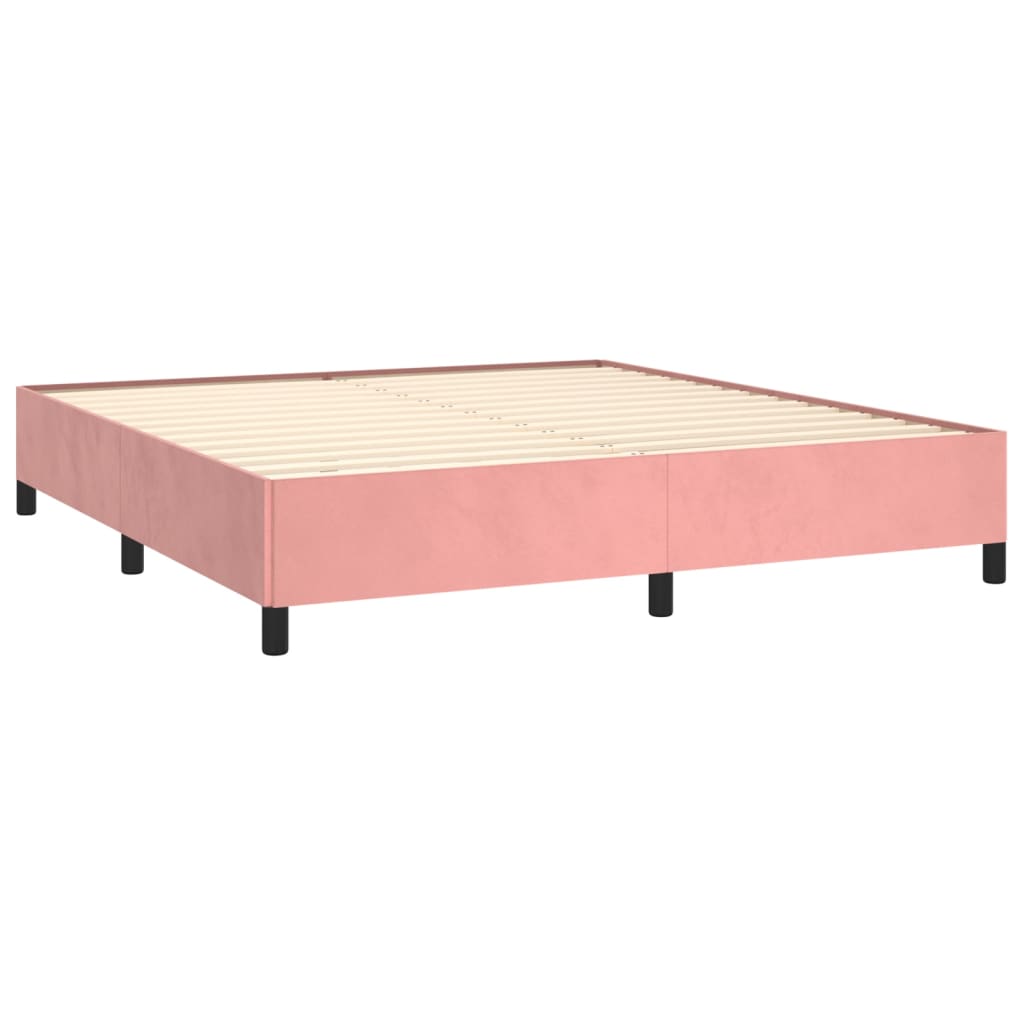 vidaXL Box spring postel s matrací růžová 160x200 cm samet