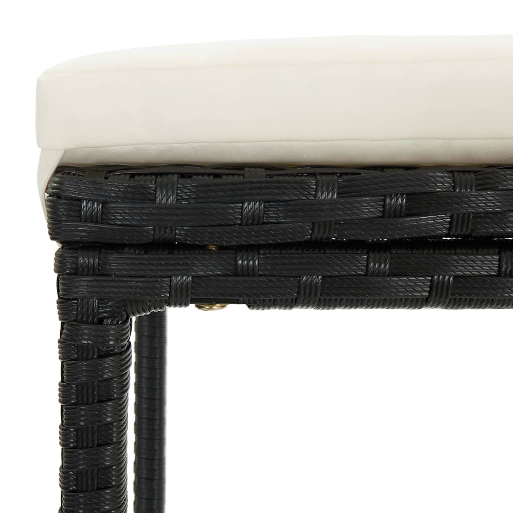 vidaXL Barové stoličky s poduškami 4 ks černé polyratan