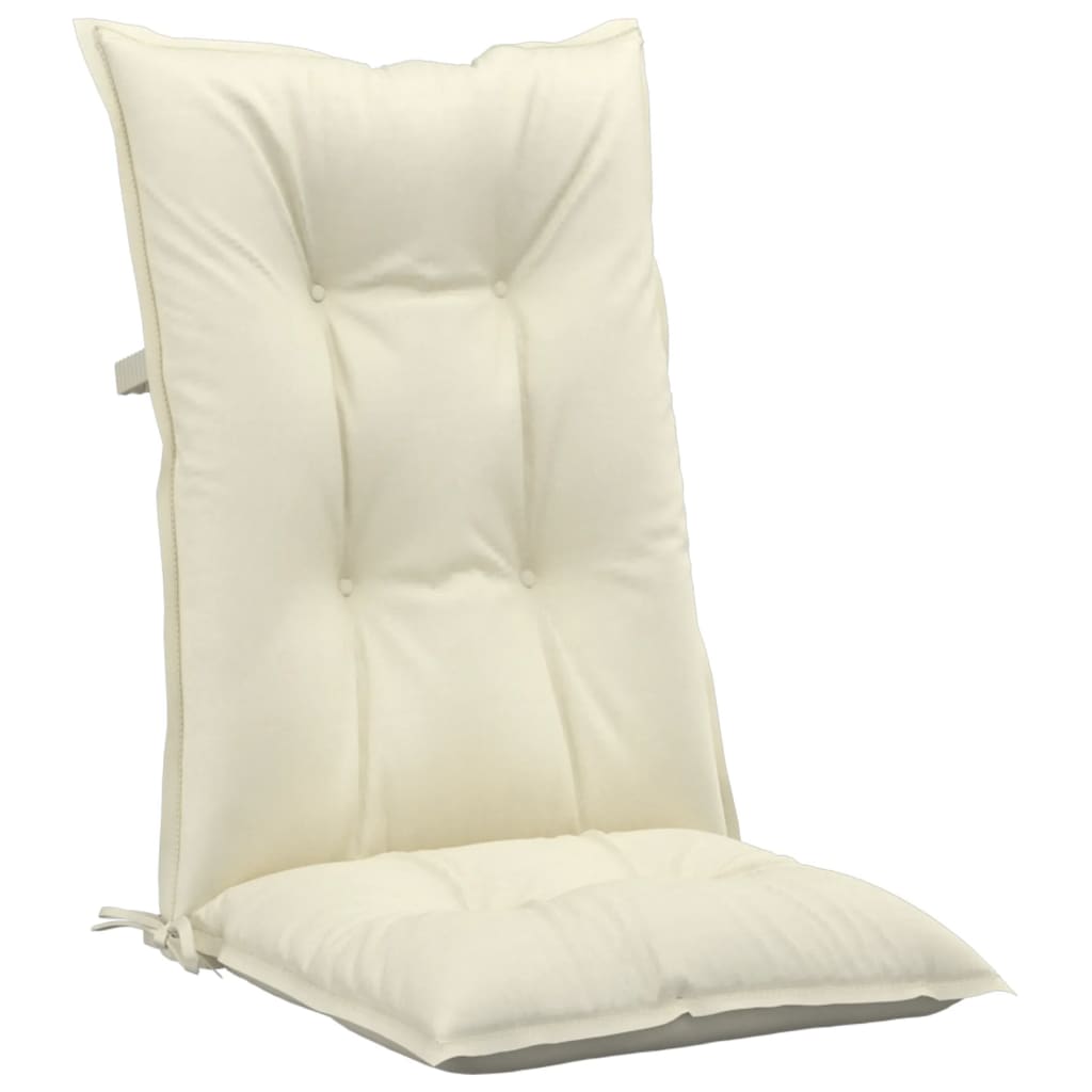 vidaXL Podušky na židli vysoké opěradlo 2 ks krémové 120x50x7cm textil