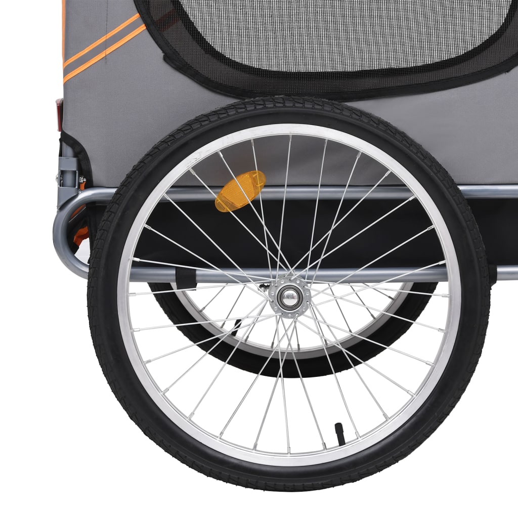 vidaXL Vozík za kolo pro psa oranžový a šedý