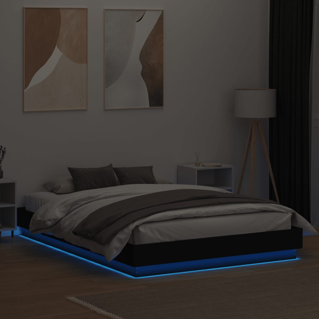 vidaXL Rám postele s LED osvětlením černý 160 x 200 cm