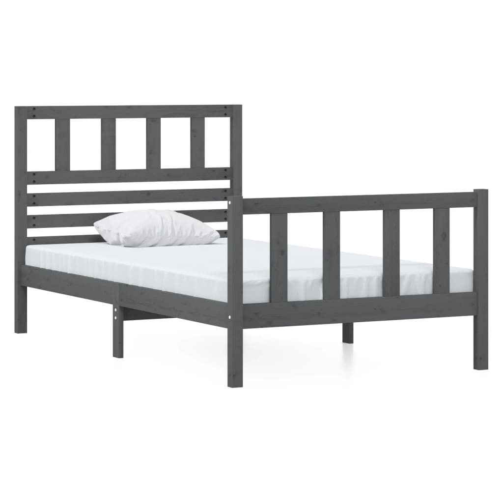 vidaXL Rám postele šedý 90 x 190 cm Single masivní dřevo