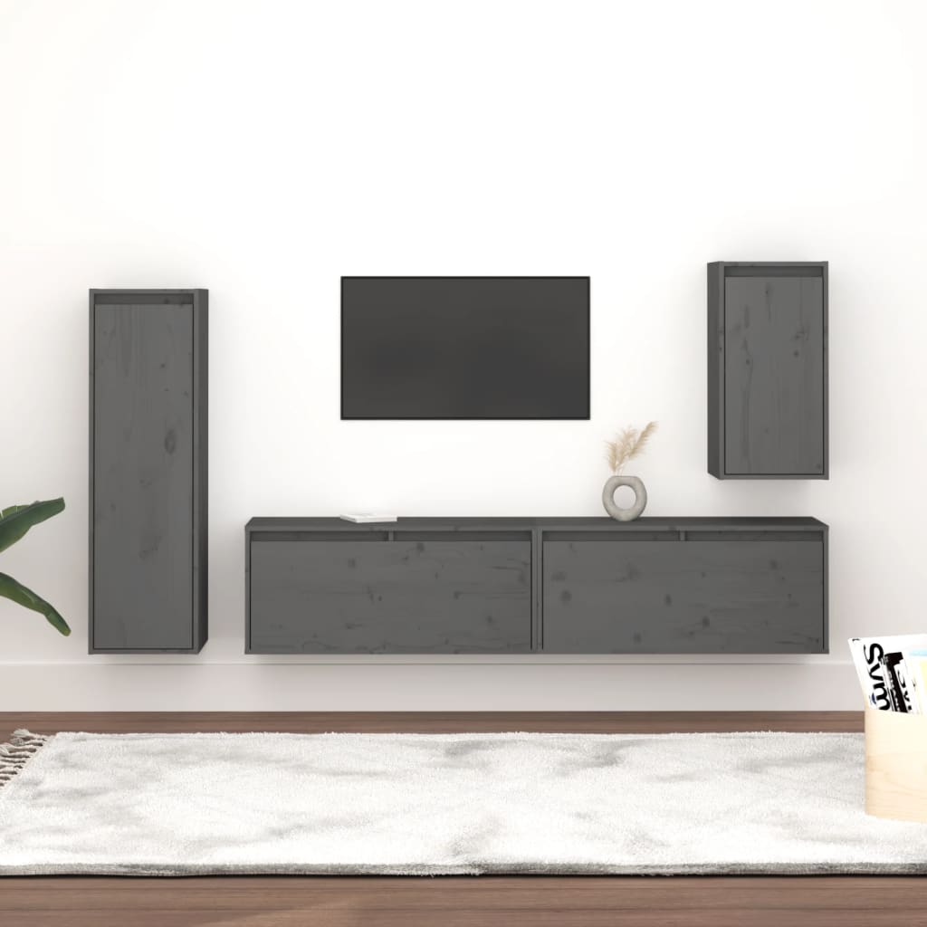 vidaXL TV skříňky 4 ks šedé masivní borové dřevo