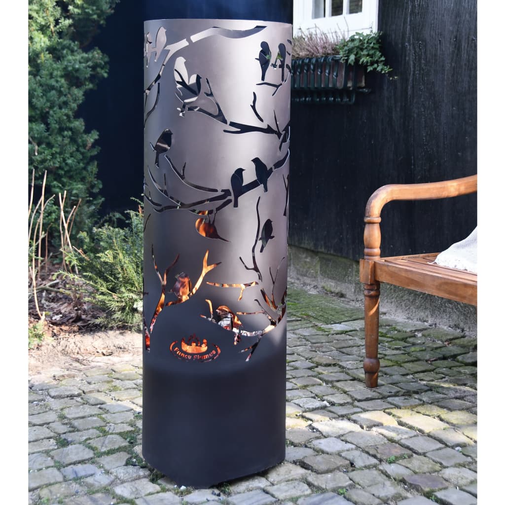 Esschert Design Vysoký koš na oheň Birds on Twig uhlíková ocel FF409
