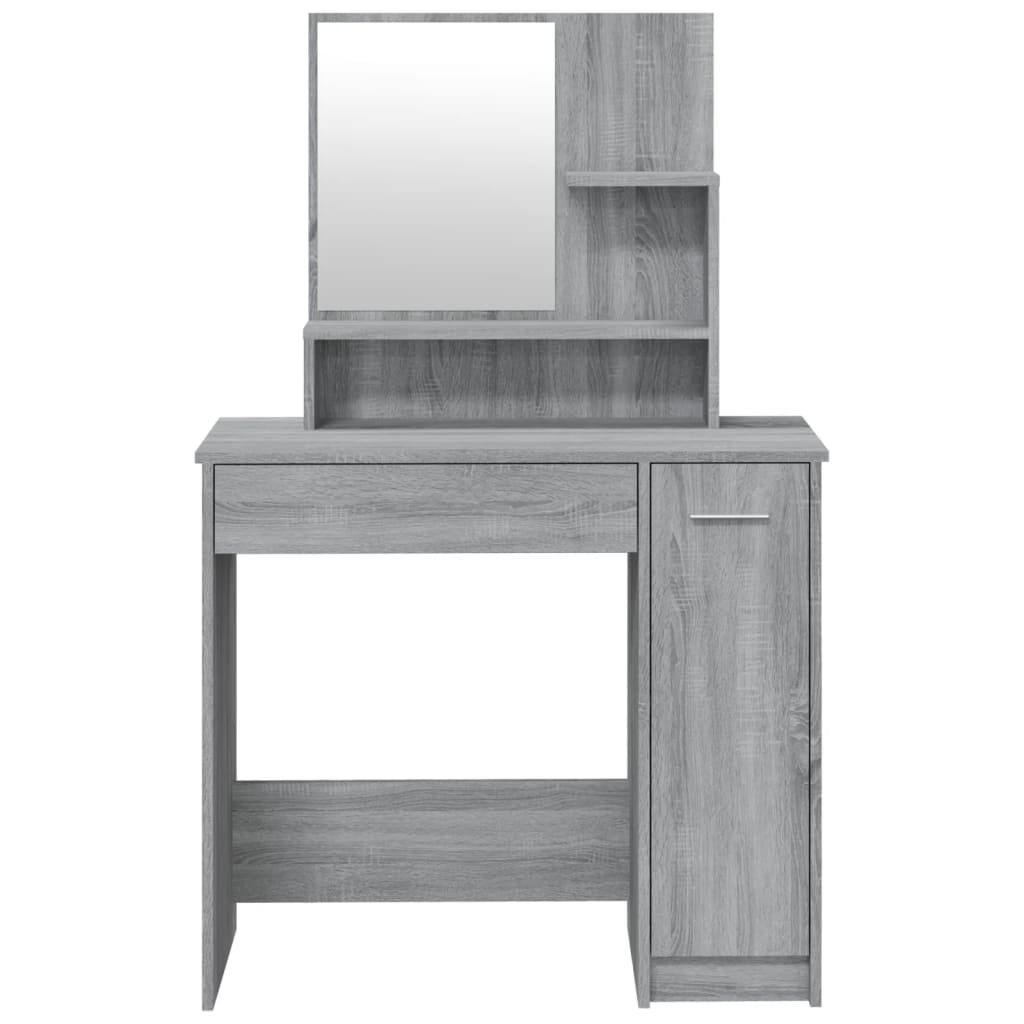 vidaXL Toaletní stolek se zrcadlem šedý sonoma 86,5 x 35 x 136 cm