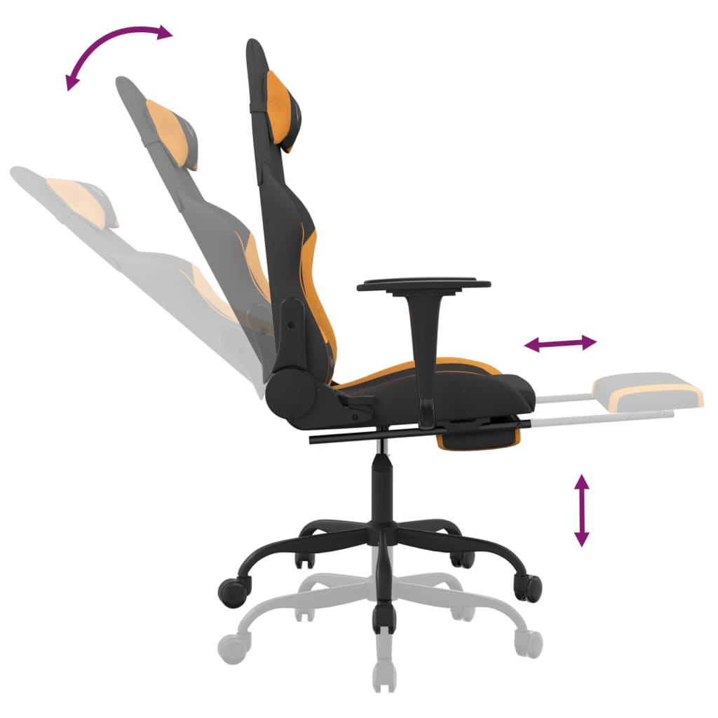 vidaXL Herní židle s podnožkou černá a oranžová textil