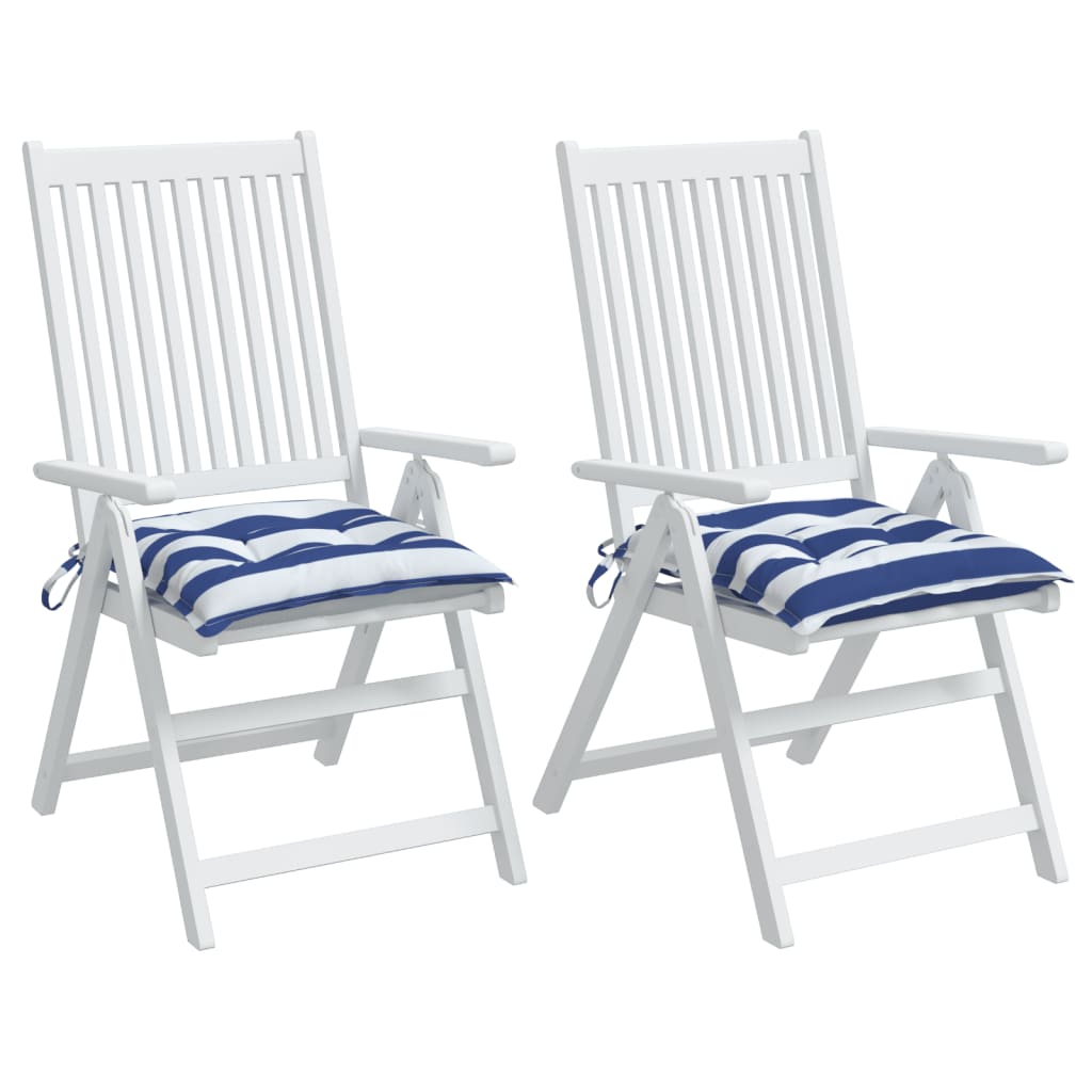 vidaXL Podušky na židli 2 ks modré a bílé pruhy 50 x 50 x 7 cm oxford