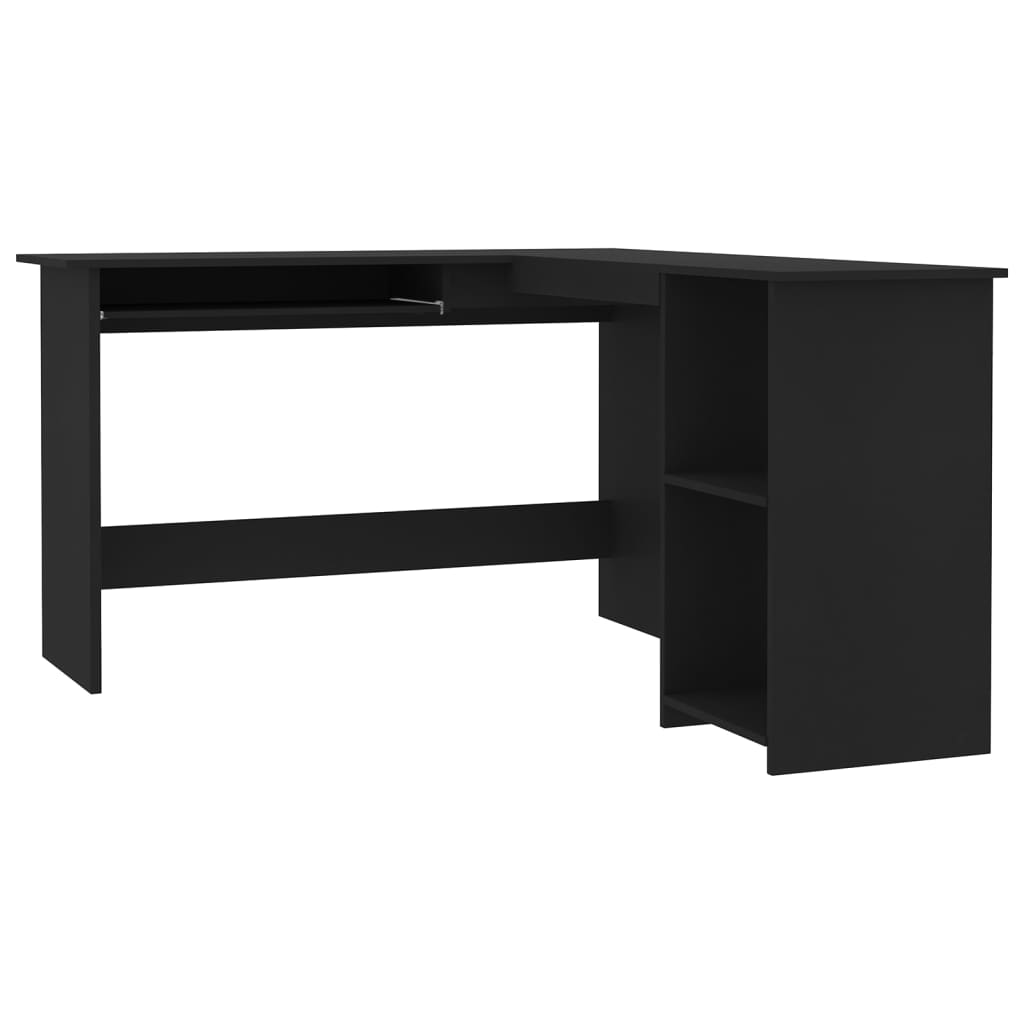 vidaXL Rohový psací stůl černý 120 x 140 x 75 cm dřevotříska