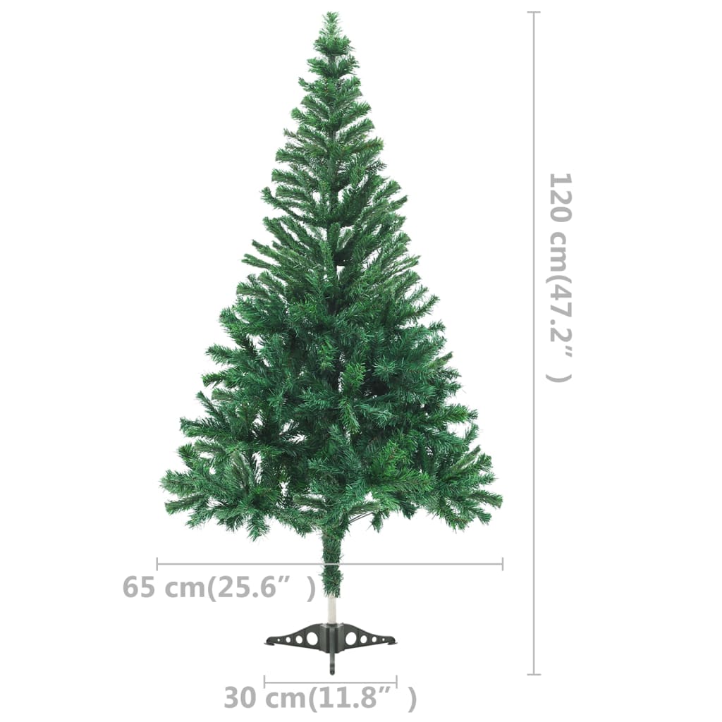 vidaXL Umělý vánoční stromek s LED a stojanem 120 cm 230 větviček