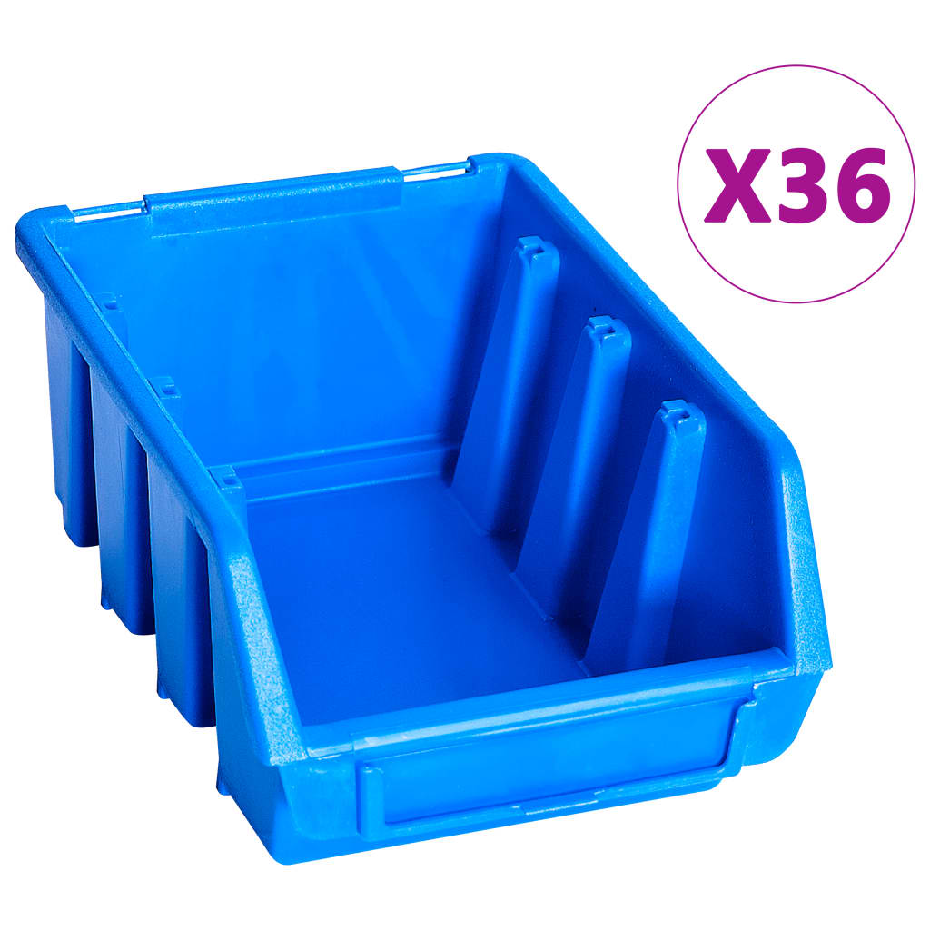 vidaXL 96dílná sada skladovacích zásobníků s nástěnnými díly modrá