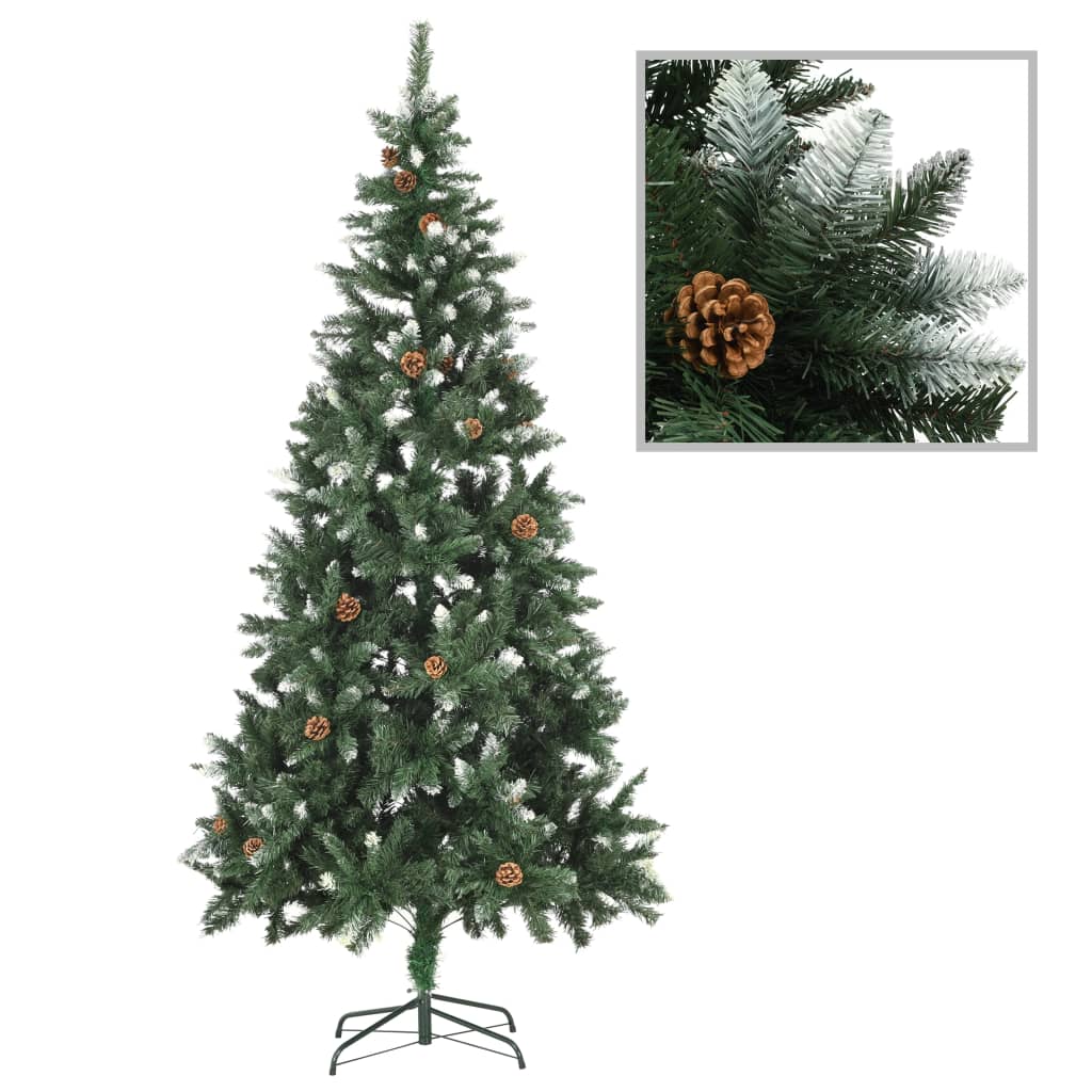 vidaXL Umělý vánoční stromek s LED osvětlením a sadou koulí 210 cm