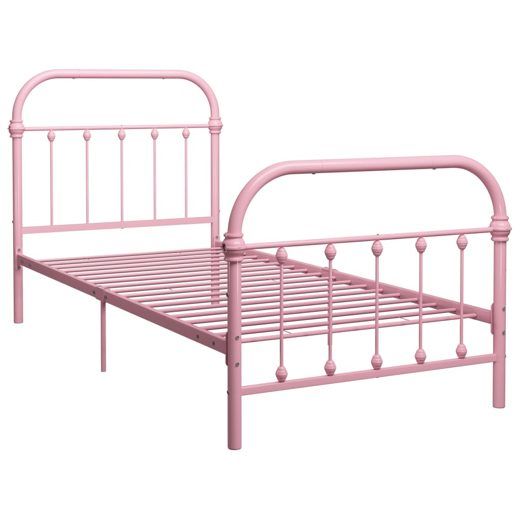 vidaXL Rám postele růžový kov 90 x 200 cm