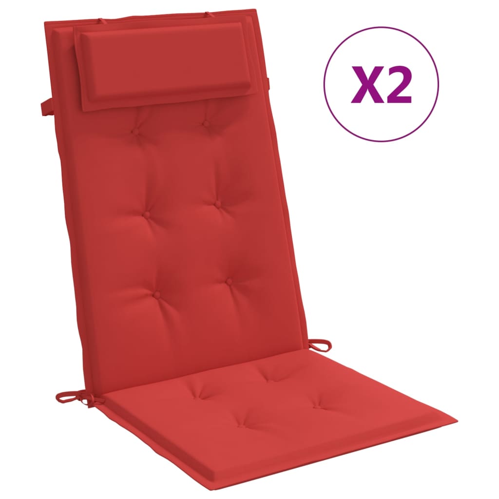 vidaXL Podušky na židli s vysokým opěradlem 2 ks červené látka oxford