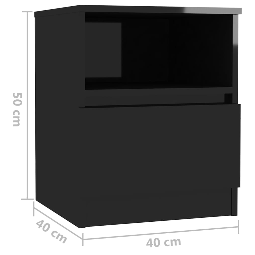 vidaXL Noční stolky 2 ks černé vysoký lesk 40 x 40 x 50 cm dřevotříska