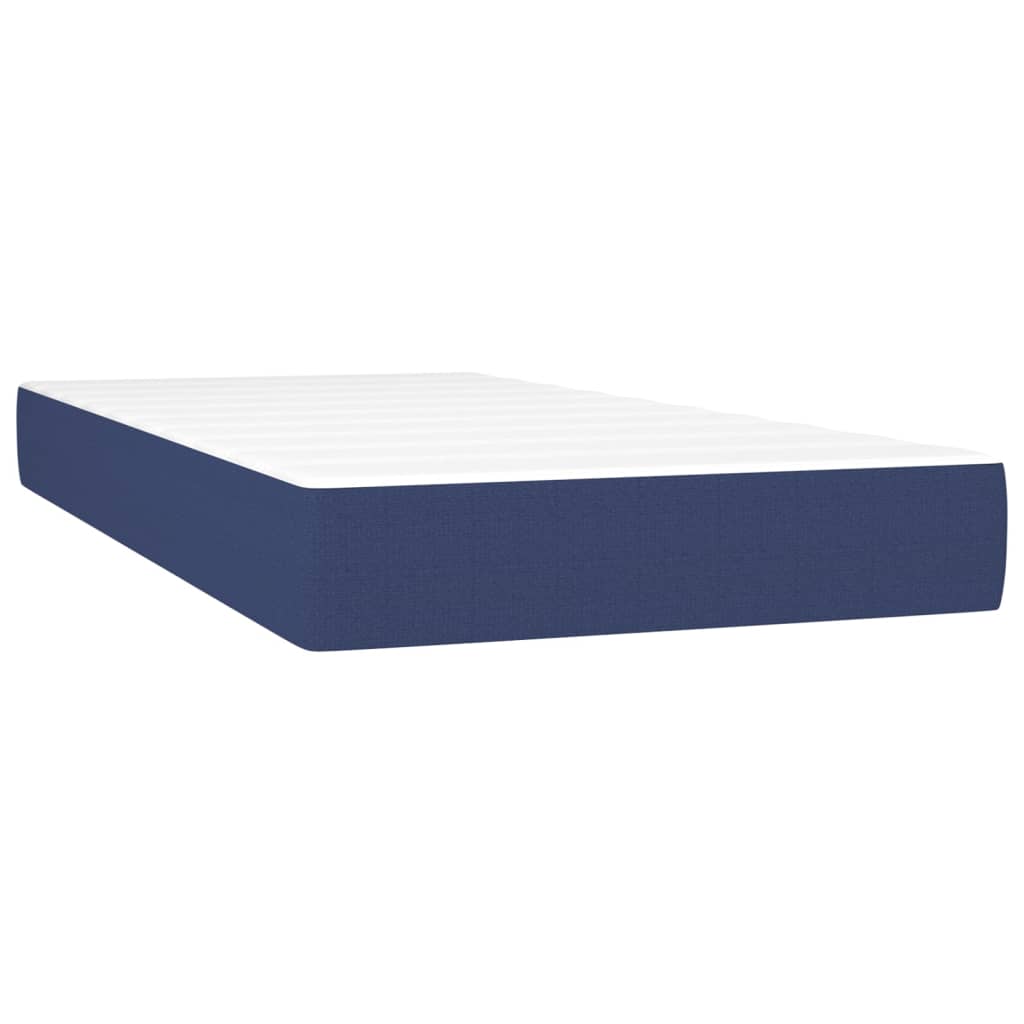 vidaXL Box spring postel s matrací a LED modrá 200x200 cm textil