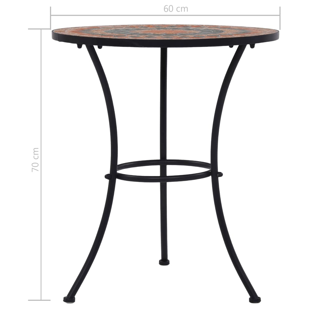 vidaXL Mozaikový bistro stolek oranžovo-šedý 60 cm keramika