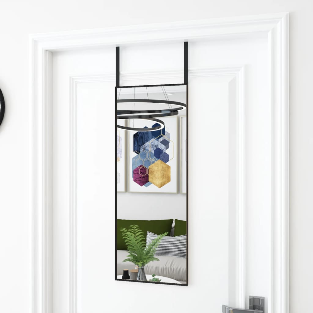 vidaXL Zrcadlo na dveře černé 30 x 80 cm sklo a hliník