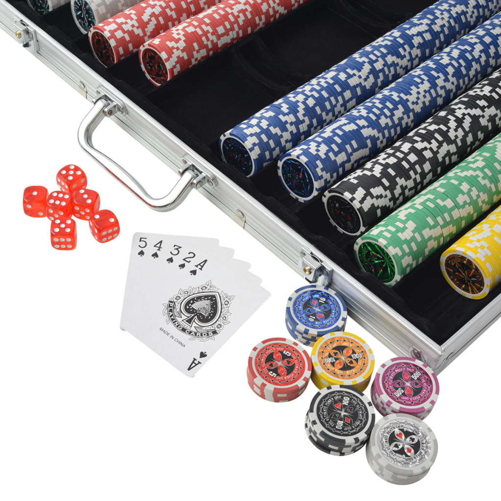 vidaXL Poker set s 1000 laserovými žetony hliník