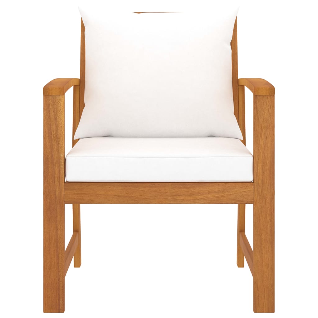 vidaXL Zahradní židle 2 ks krémové podušky masivní akáciové dřevo