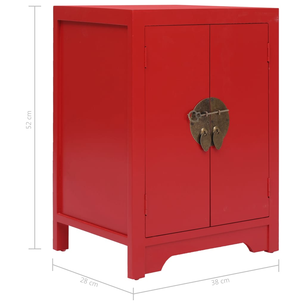 vidaXL Noční stolek červený 38 x 28 x 52 cm dřevo pavlovnie