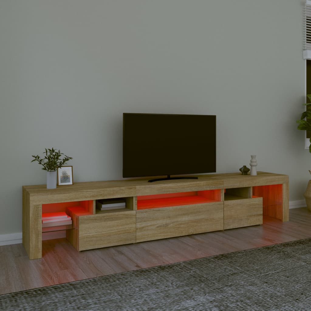 vidaXL TV skříňka s LED osvětlením dub sonoma 215x36,5x40 cm
