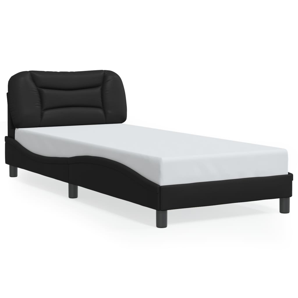 vidaXL Rám postele s čelem černý 90x190 cm umělá kůže