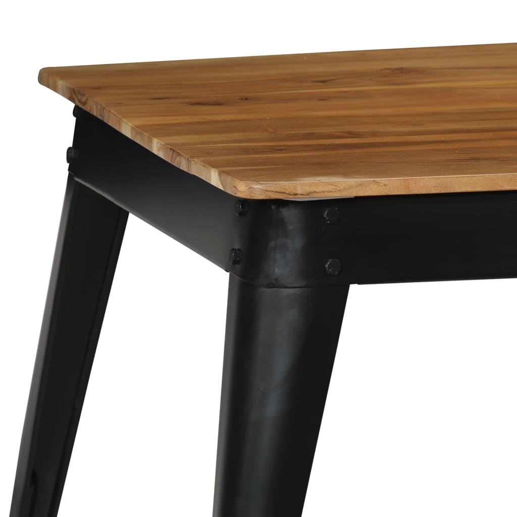 vidaXL Jídelní stůl z masivního akáciového dřeva a oceli 75x75x76 cm